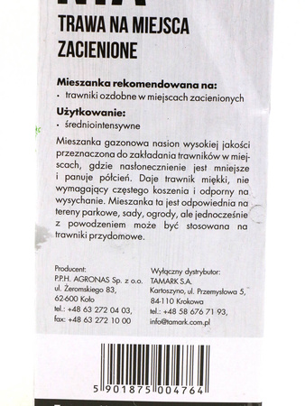 Shania 500 g nasiona trawy do trawników zacienionych