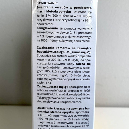 Aspermet 30 ml skuteczny oprysk zwalczająch komary i kleszcze