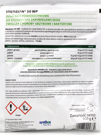 Miedzian 50 WP środek zwalczający choroby warzyw i owoców 100 g Target