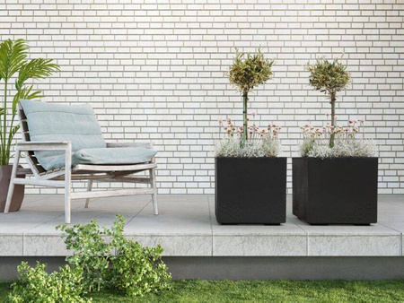 Kwietnik Karo Eco Recycled Beton 400x400 Biały