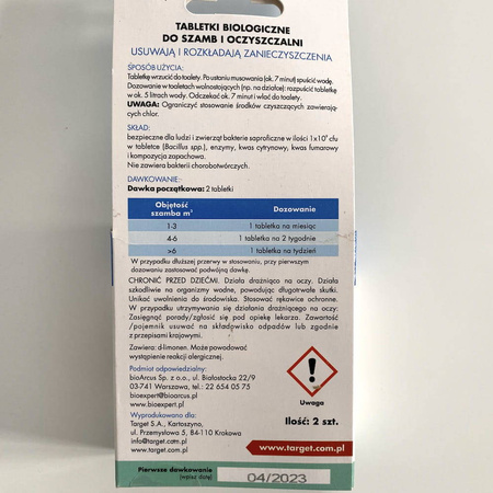 Tabletki biologiczne do szamb i oczyszczalni 2szt oczyszczają i udrażniają szambo