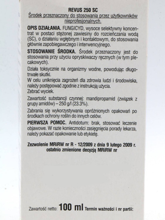 Revus 250 SC – na zarazę ziemniaka i mączniaka rzekomego – 100 ml Sumin