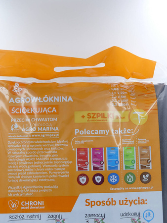 Agrowłóknina Ściółkująca Przeciw Chwastom 1,6 x 5 m + Szpilki 10 szt.