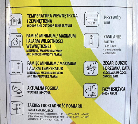 Stacja Pogody - Termometr/ Higrometr z Zegarem