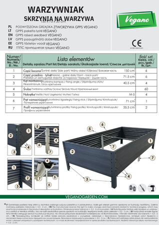 Podwyższona Grządka GPPS – Brązowa 150x75x30 cm – Klasika Garden
