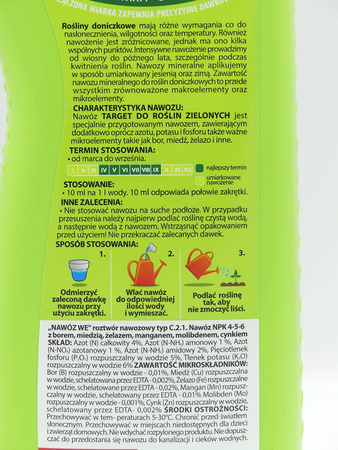 Nawóz płynny do roślin zielonych z mikroskładnikami Zielone Liście 1l