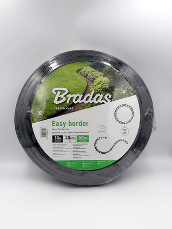 Zestaw z obrzeżem trawnikowym EASY BORDER czarny – 5 cm x 10 m Bradas