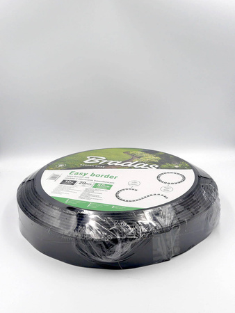 Zestaw z obrzeżem trawnikowym EASY BORDER czarny – 5 cm x 10 m Bradas