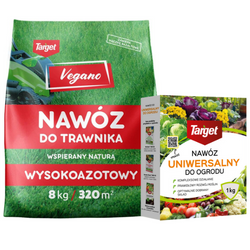 Zestaw: wysokoazotowy nawóz Vegano 8 kg + nawóz uniwersalny do ogrodu Target 1 kg