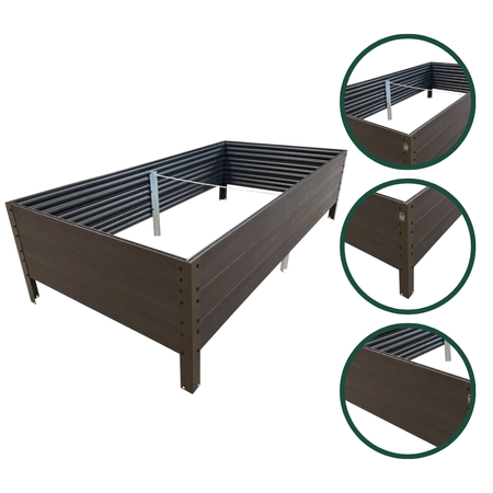 Podwyższona Grządka GPPS – Brązowa 150x75x30 cm – Klasika Garden
