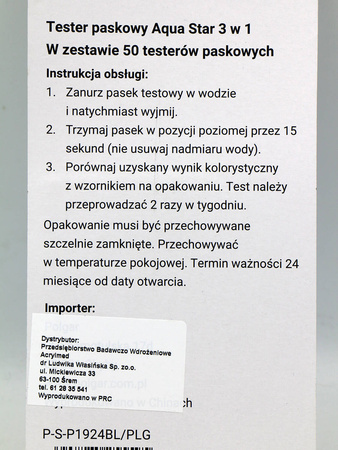 Paski testowe do basenów – 4w1 – 50 szt. Aqua Line