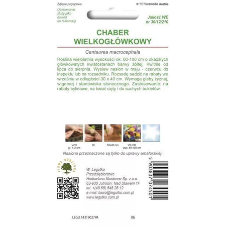 Chaber wielkogłówkowy – żółty – 1 g Legutko