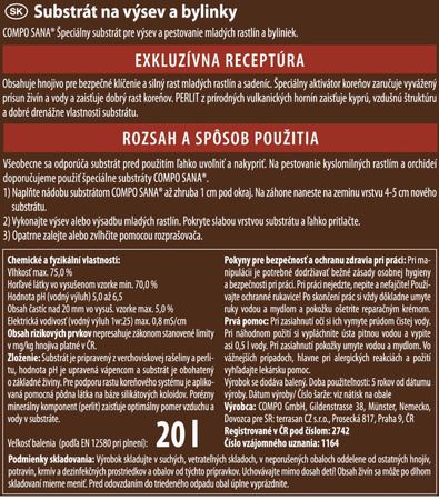 Podłoże do siewu i pikowania 20 l Compo