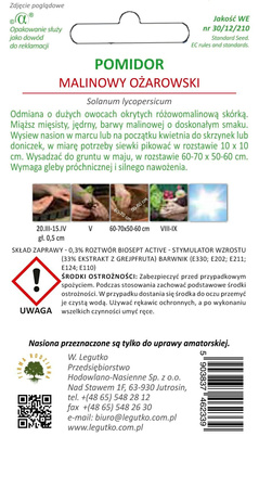 Pomidor gruntowy tyczny Malinowy Ożarowski 0,5 g Legutko