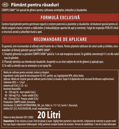 Podłoże do siewu i pikowania 20 l Compo