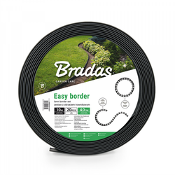 Zestaw z obrzeżem trawnikowym EASY BORDER czarny – 4 cm x 10 m Bradas
