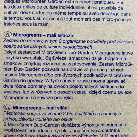 Zestaw do uprawy mikrolistków MicroGreen Duo-Garden