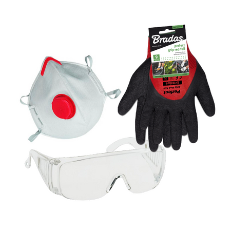 ZESTAW OKULARY OCHRONNE + MASKA PRZECIWPYŁOWA + RĘKAWICE