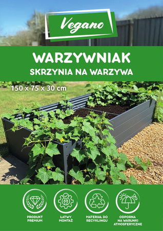 Podwyższona Grządka GPPS – Szara 150x75x30 cm – Klasika Garden