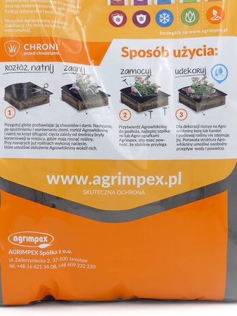 Agrowłóknina Hobby Ściółkująca Agro-Marina Czarna 1,6 x 10 m 50 g + 18 szpilek - Agrimpex