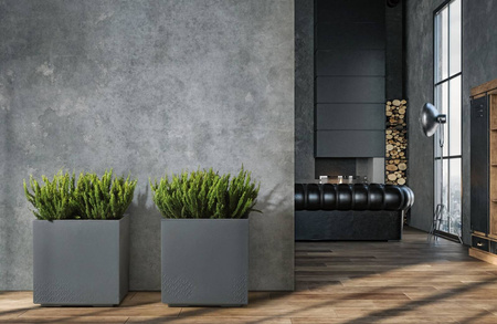 Kwietnik Karo Eco Recycled Beton 400x400 Biały