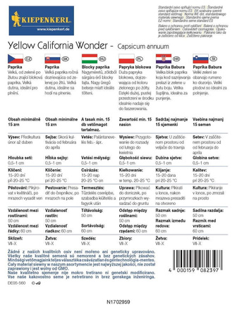 Papryka Yellow California Wonder - Kiepenkerl