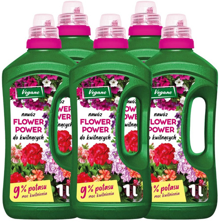 Nawóz do roślin kwitnących z dużą zawartością potasu Flower Power Vegano 5 x 1000 ml