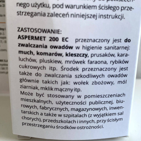 Aspermet 30 ml skuteczny oprysk zwalczająch komary i kleszcze