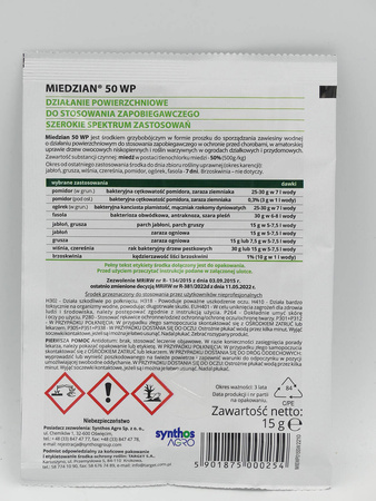 Miedzian 50 WP środek zwalczający choroby pomidorów, ogórków i innych roślin uprawnych 15 g Target