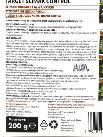 Ślimak Control – granulat zwalczający ślimaki – 200 g Target
