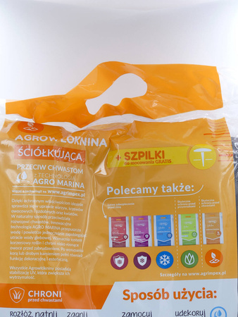 Agrowłóknina Hobby Ściółkująca Agro-Marina Czarna 1,6 x 10 m 50 g + 18 szpilek - Agrimpex
