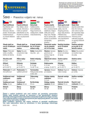 Fasola zwykła Saxa Phaseolus vulgaris var. nanus