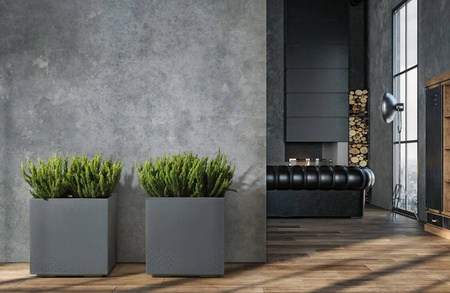 Kwietnik Karo Eco Recycled Beton 400x400 Biały